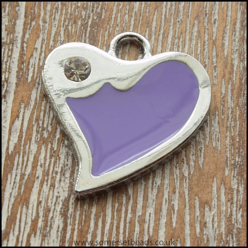 Purple Fluted Heart Enamel Charm