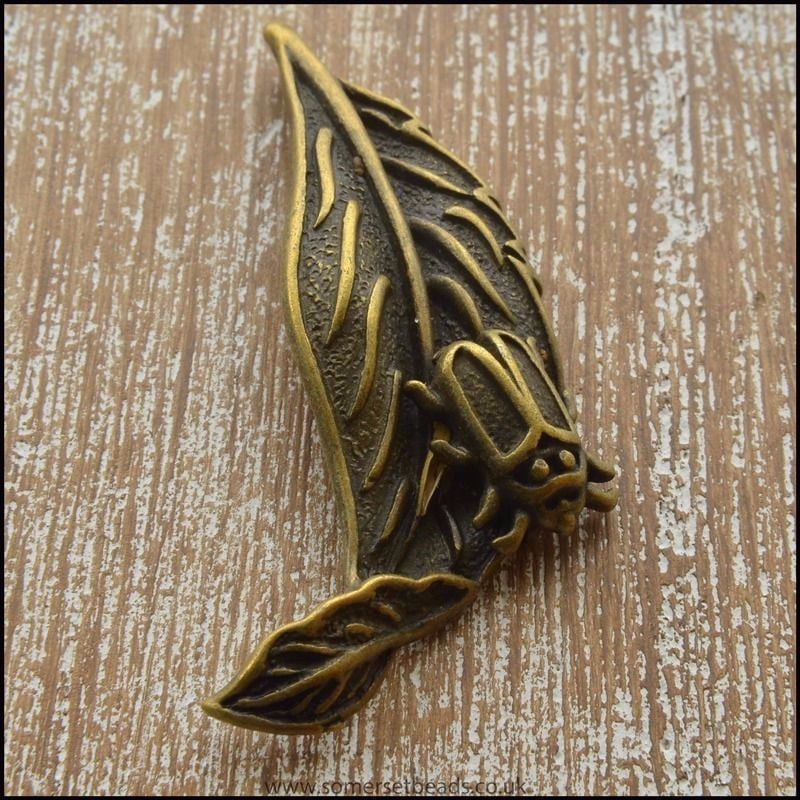  Bronze Leaf with Bug Charm