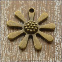 Bronze Tone Large Flower Charm