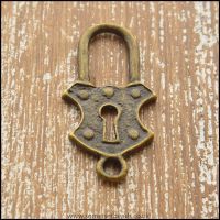 Bronze  Padlock Charm 25mm