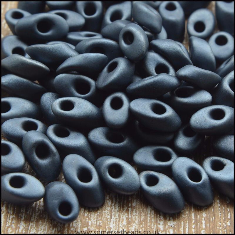 Miyuki Long Magatamas Navy Blue Opaque Matte Metallic Frost - LMA 2001B