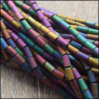 Rainbow Hematite Matte Tube Beads 5mm x 3mm