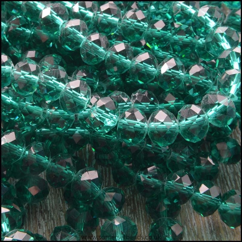 Emerald Green Glass Crystal Rondelles 8mm x 6mm