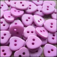 11mm Lilac Resin Heart Shaped Buttons