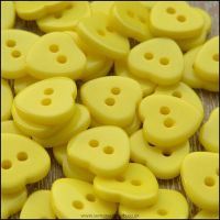 11mm Yellow Resin Heart Shaped Buttons