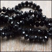 Black Faceted Glass Crystal Rondelle Beads 8mm x 6mm