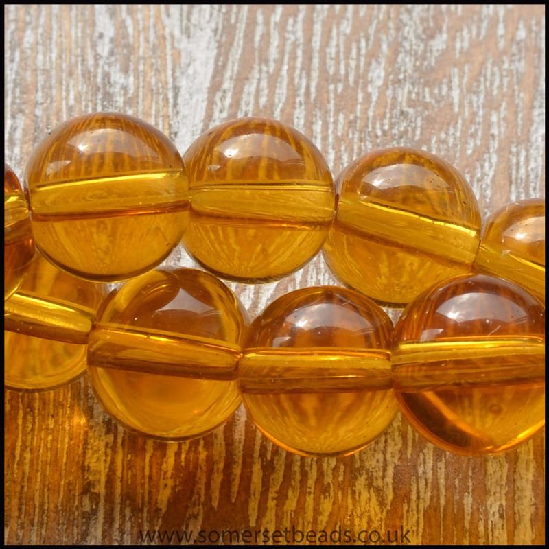 8mm Goldenrod Plain Round Glass Beads
