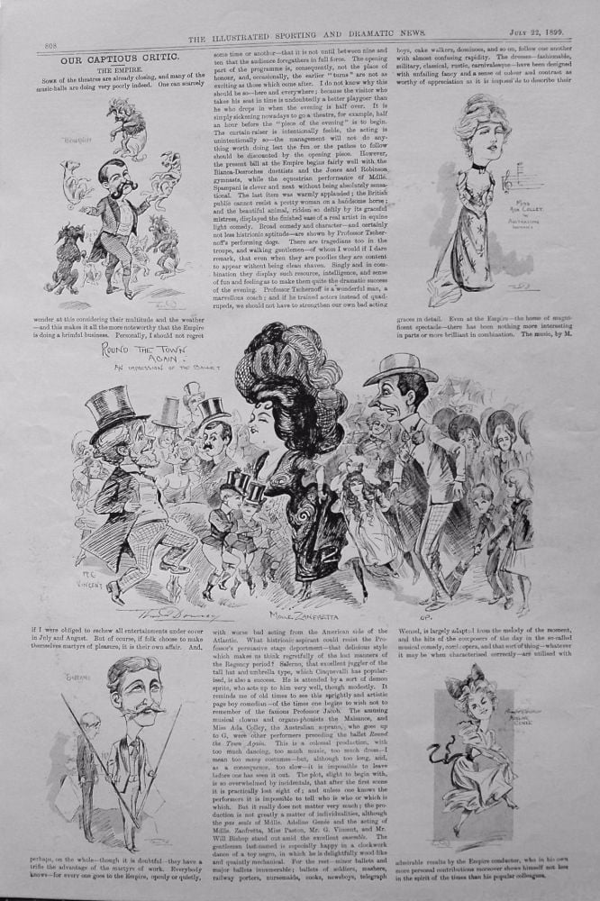 Our Captious Critic, July 22nd 1899.  :  "The Empire Theatre."