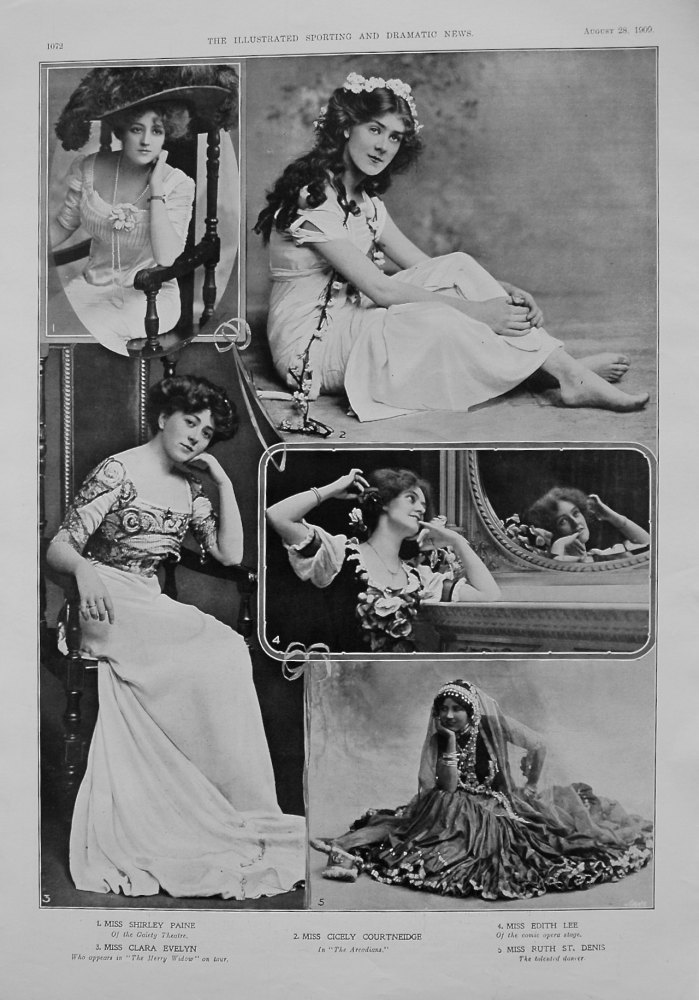 Actresses from the Stage. August 28th 1909.