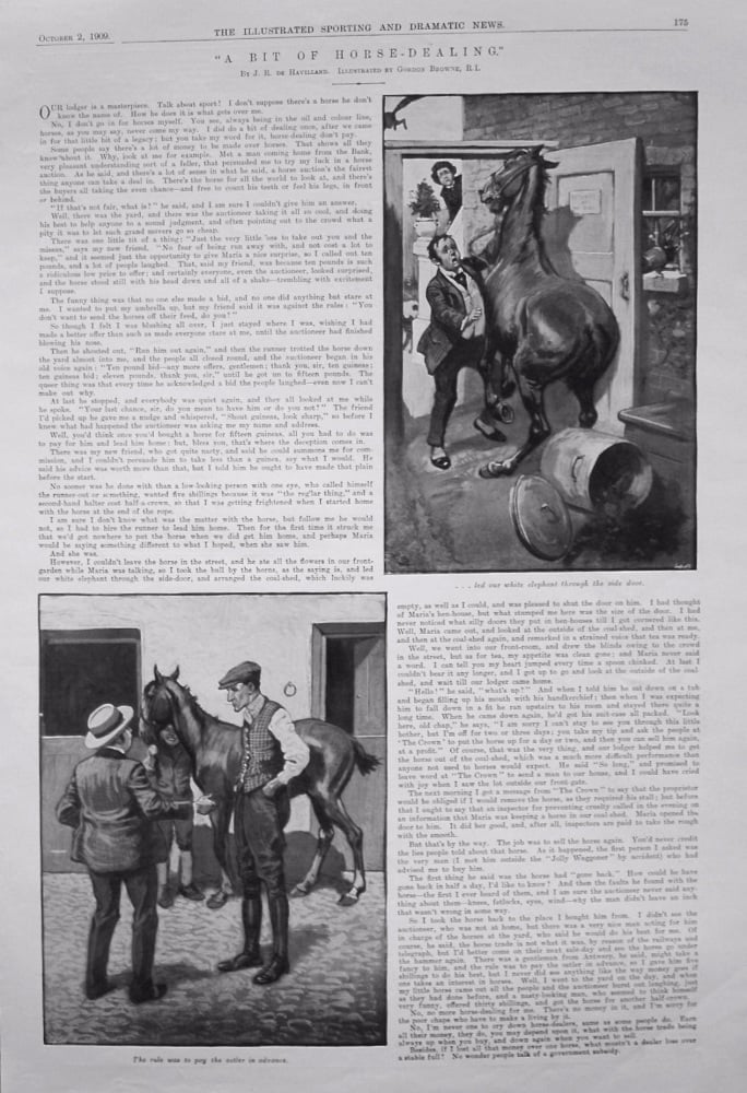 "A Bit of Horse-Dealing." Written by J.R. de Havilland. 1909
