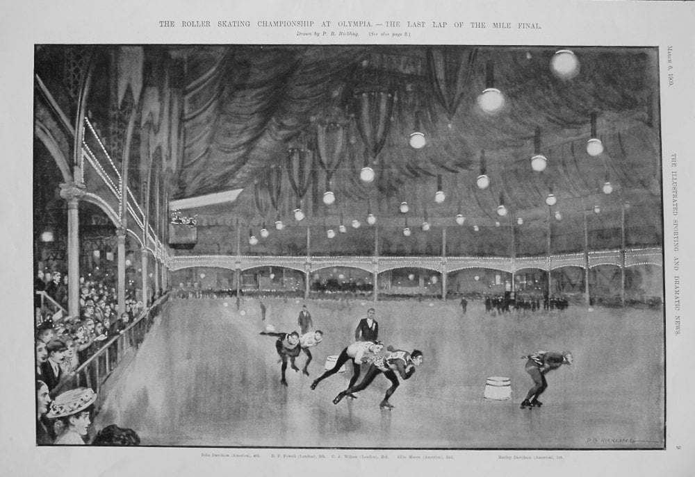 Roller Skating Championship at Olympia. - The Last Lap of the Mile Final. 1909