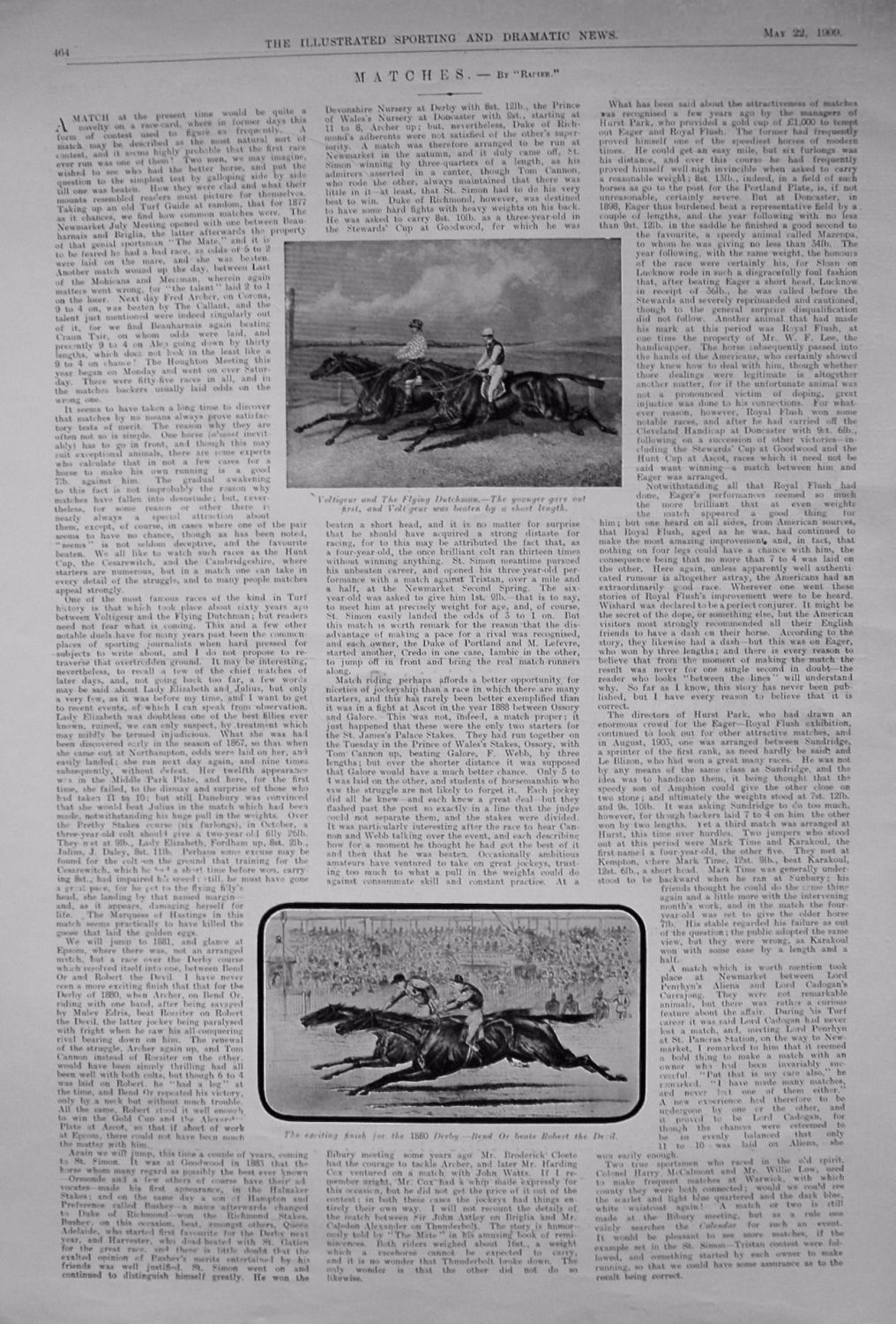 Matches. (Horse Racing Article). 1909