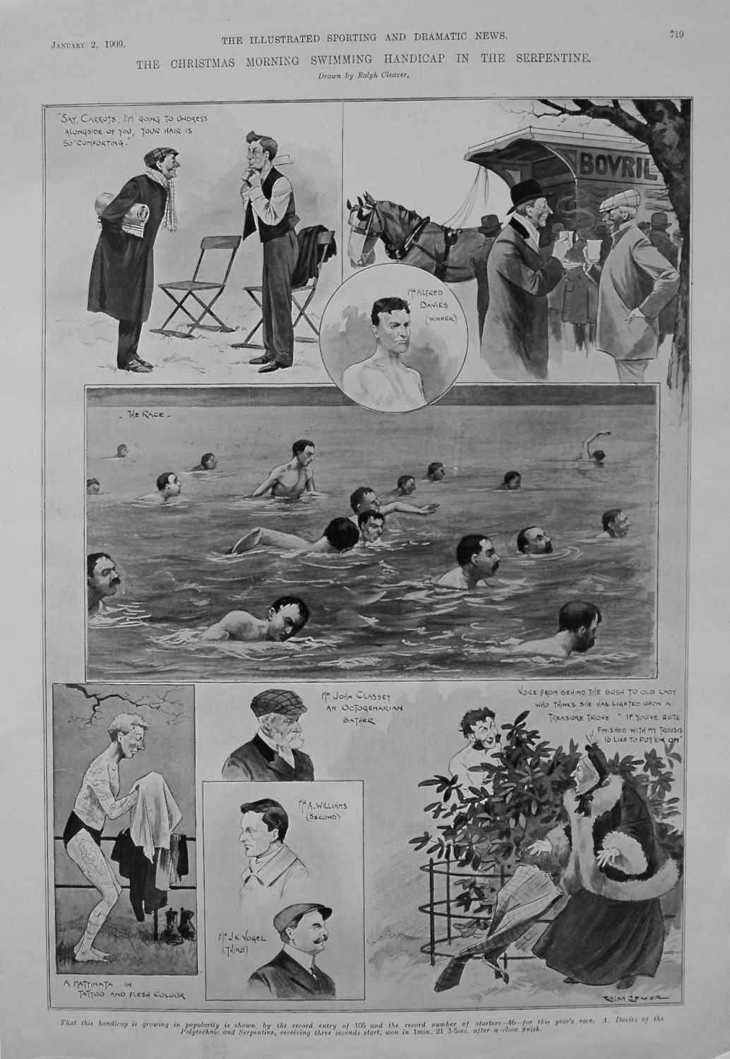 Christmas Morning Swimming Handicap in the Serpentine. 1909
