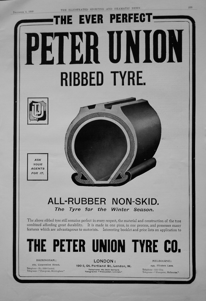Peter Union Ribbed Tyre. 1909