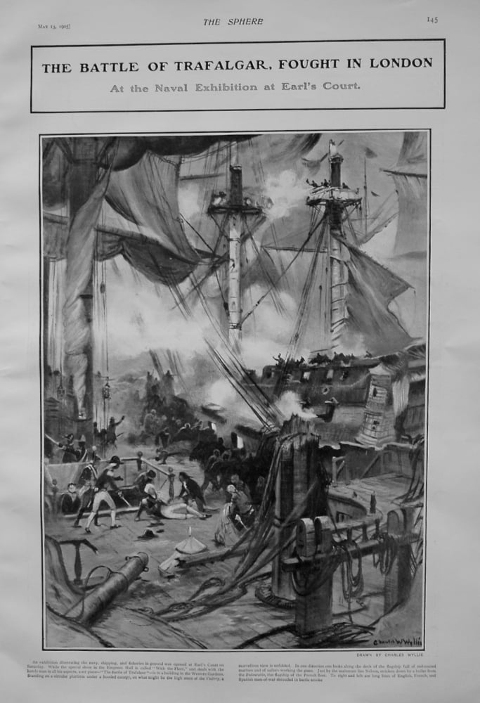 The Battle of Trafalgar, Fought in London at the Naval Exhibition at Earl's Court. 1905