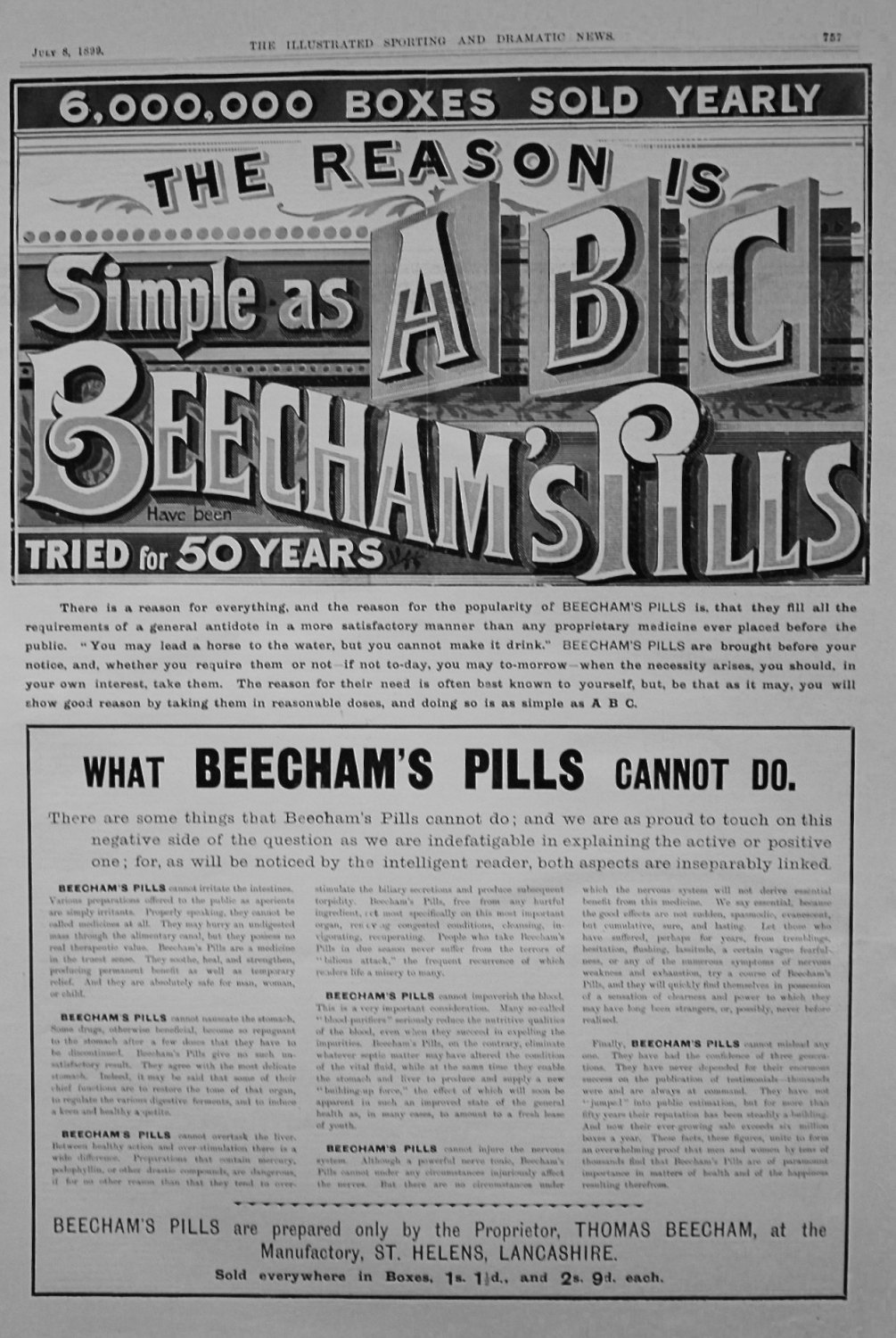 Beecham's Pills. July 1899.