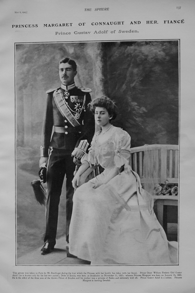 Princess Margaret of Connaught and Her Fiance Prince Gustav Adolf of Sweden. 1905