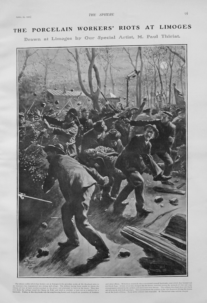 The Porcelain Workers' Riots at Limoges. 1905.