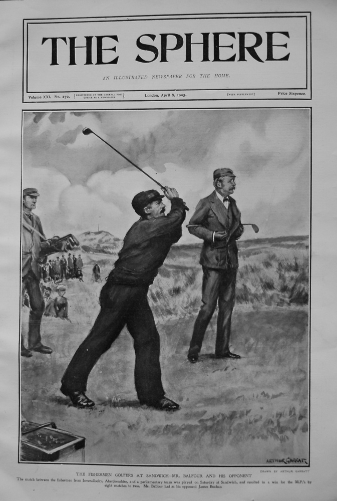 Fisherman Golfers at Sandwich - Mr. Balfour and his Opponent. 1905