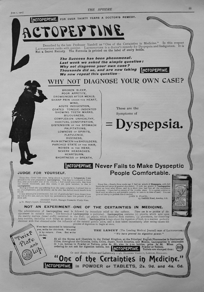 Lactopeptine. 1901.