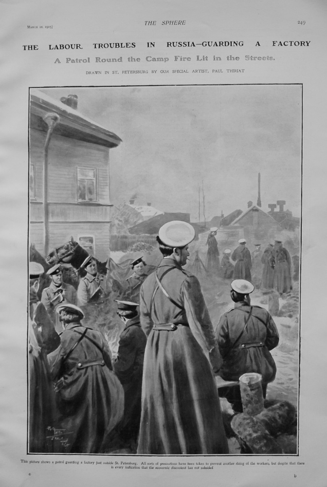 The Labour Troubles in Russia - Guarding a Factory. 1905.