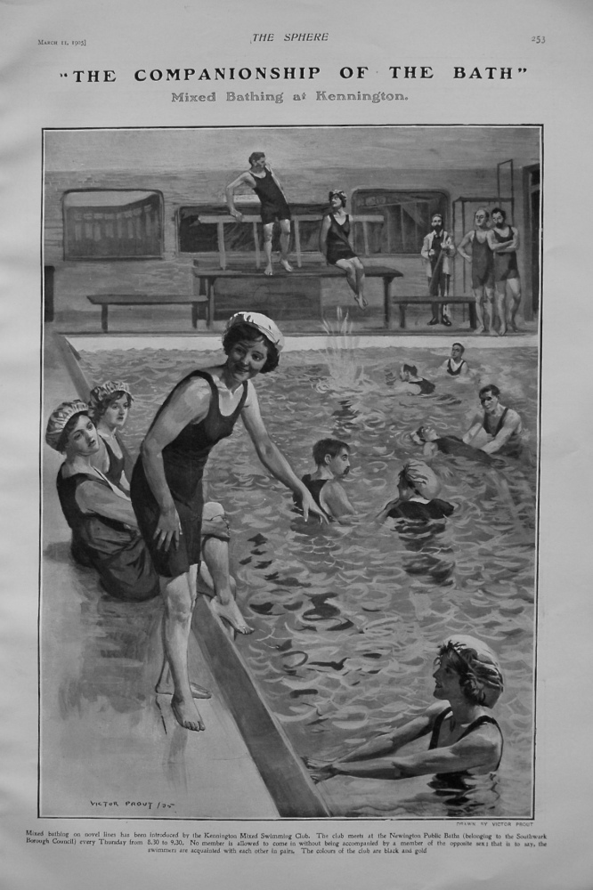"The Companionship of the Bath" - Mixed Bathing at Kennington. 1905
