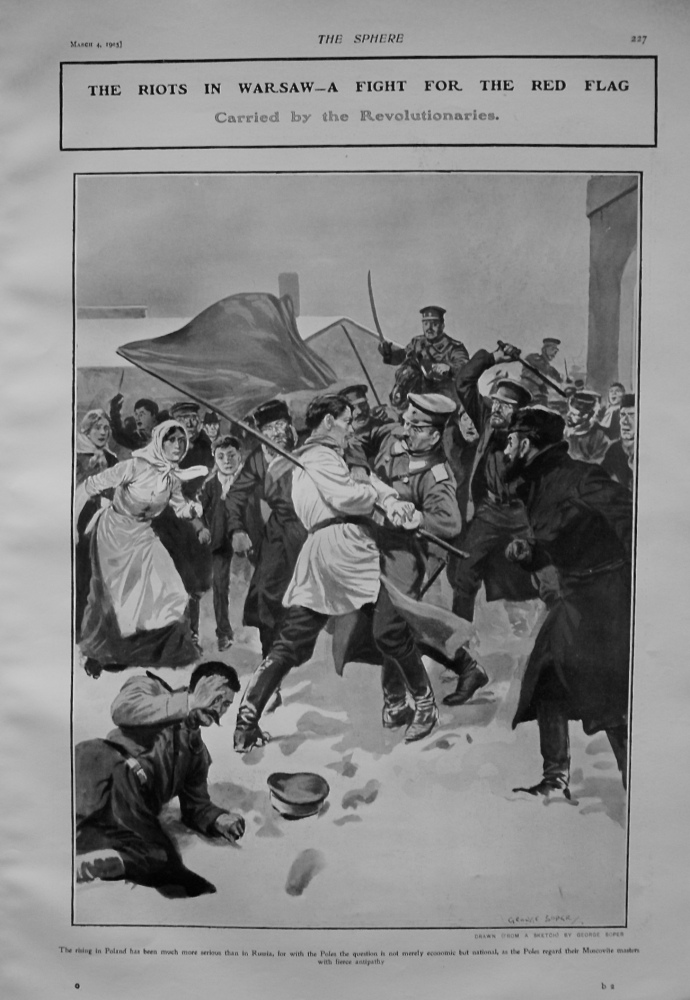 Riots in Warsaw - A Fight for the Red Flag Carried by the Revolutionaries. 1905