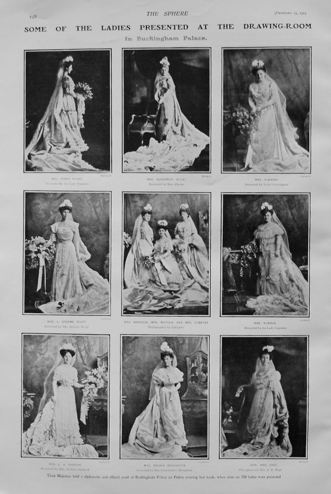 Some of the Ladies Presented at the Drawing-Room in Buckingham Palace. 1905.