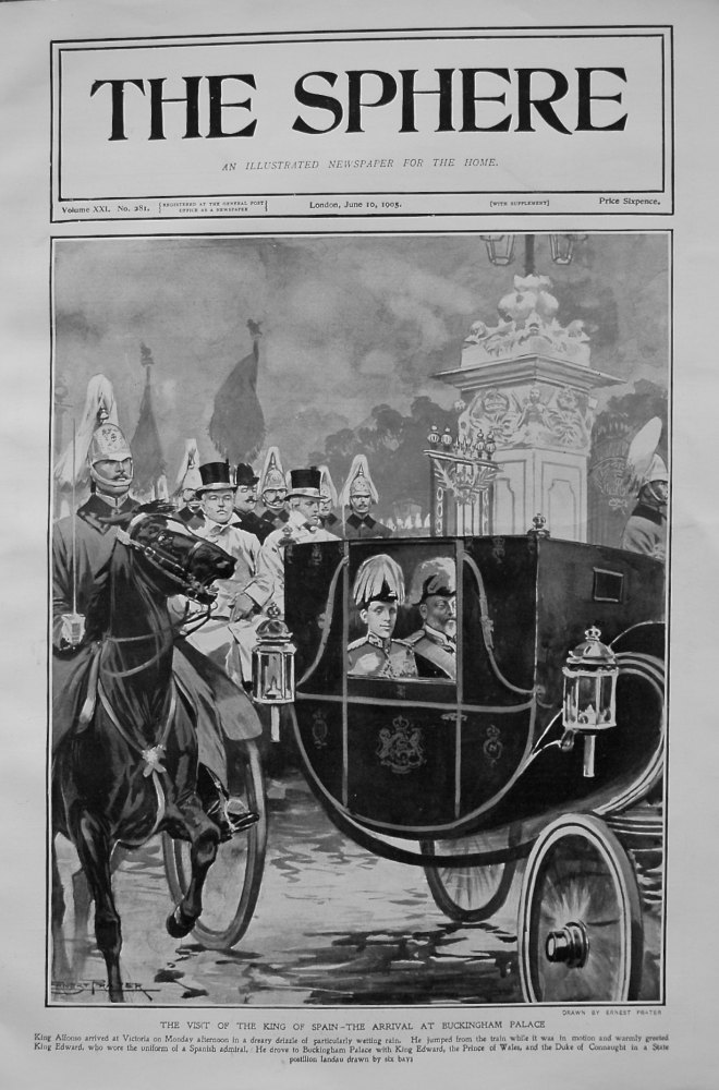Visit of the King of Spain - Arrival at Buckingham Palace. 1905.
