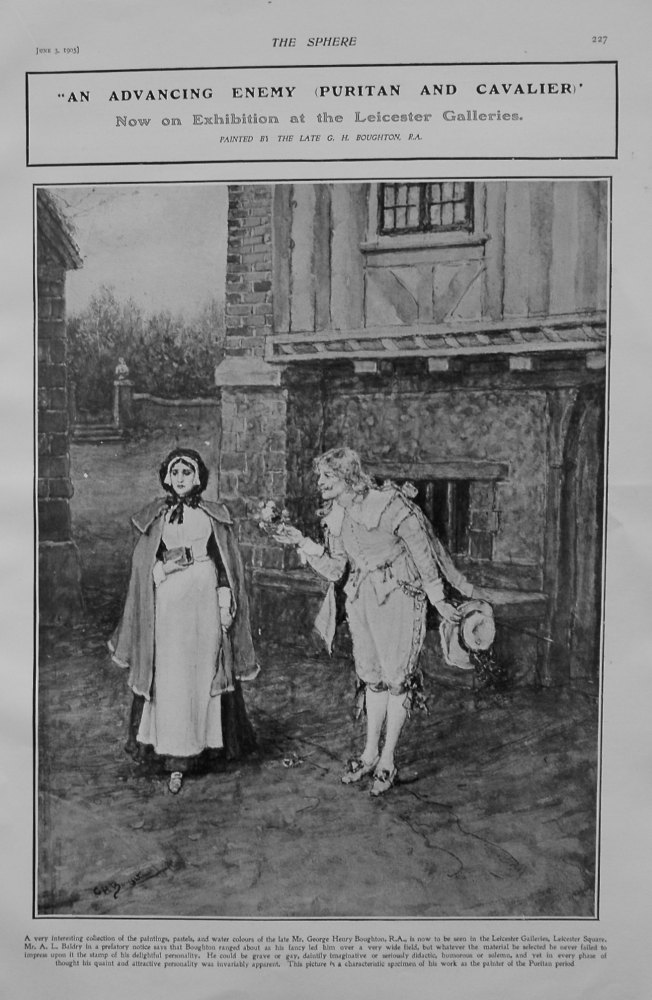 "An Advancing Enemy (Puritan and Cavalier)" Now on Exhibition at the Leicester Galleries. 1905.