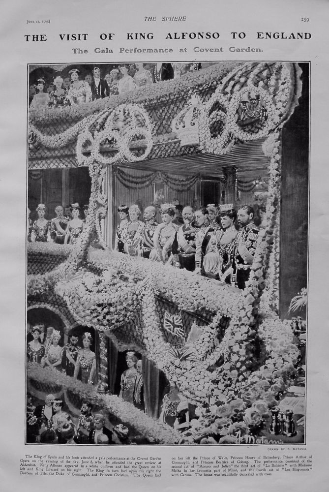 The Visit of King Alfonso to England : The Gala Performance at Covent Garden. 1905