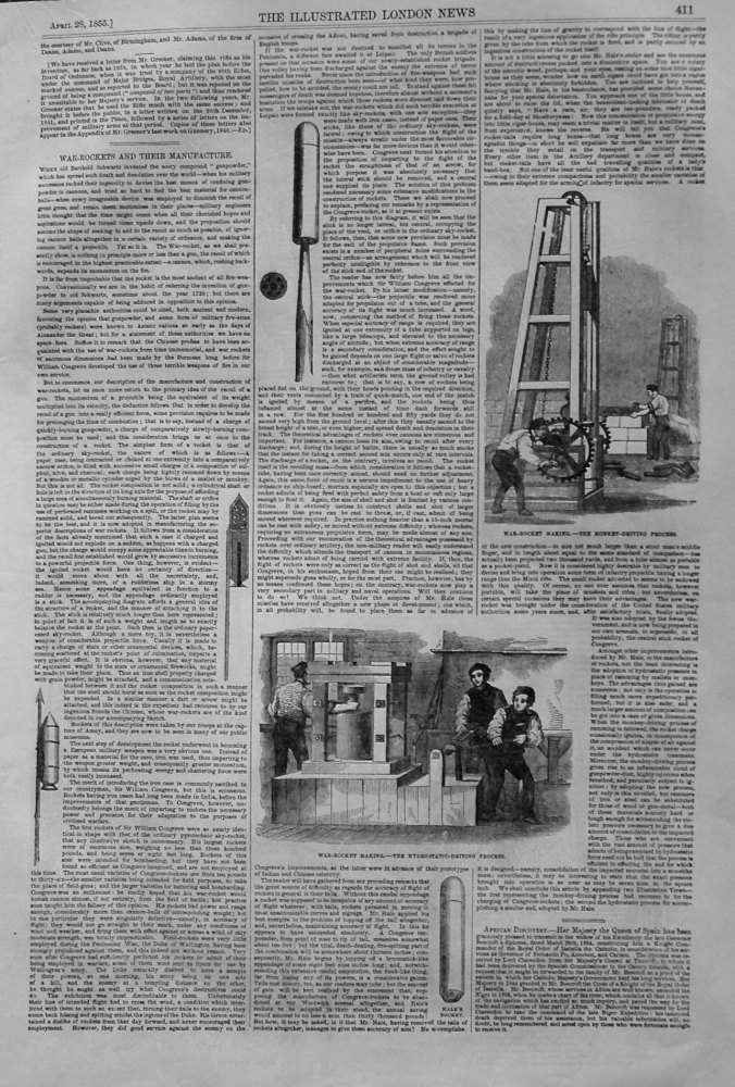 War-Rockets and their Manufacture, and The Minie Rifle. 1855