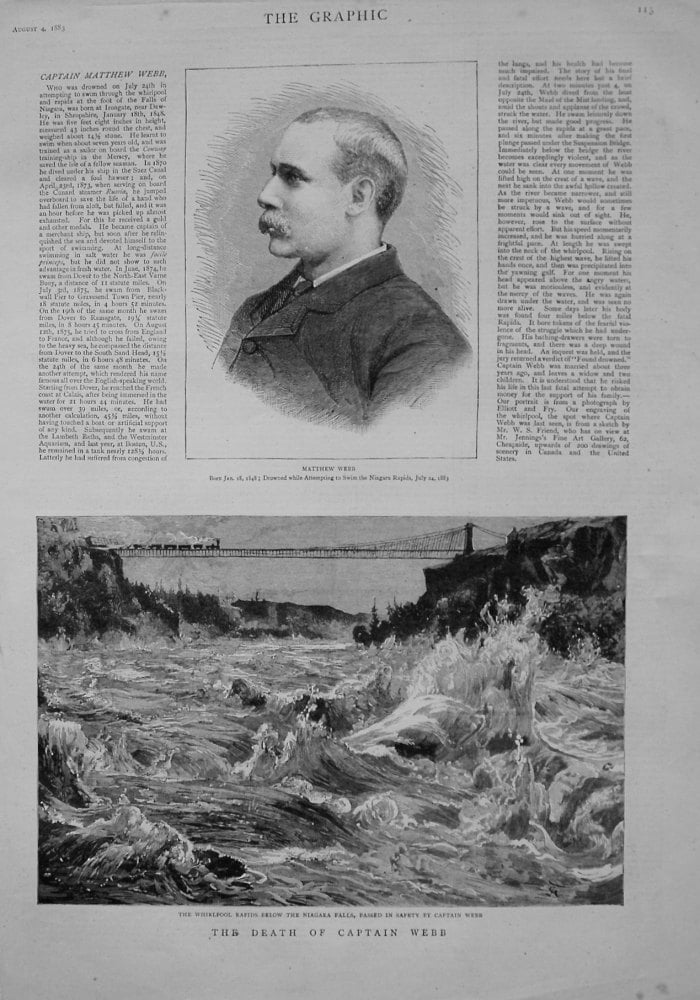 Death of Captain Matthew Webb. 1883.
