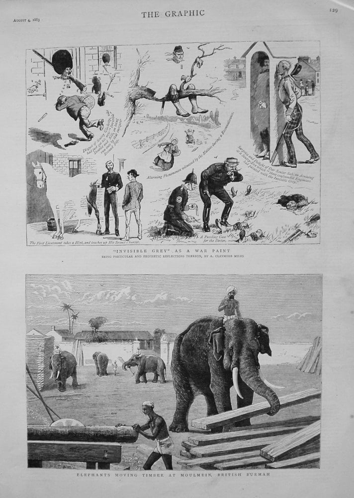 Elephants Moving Timber at Moulmein, British Burmah. 1883.