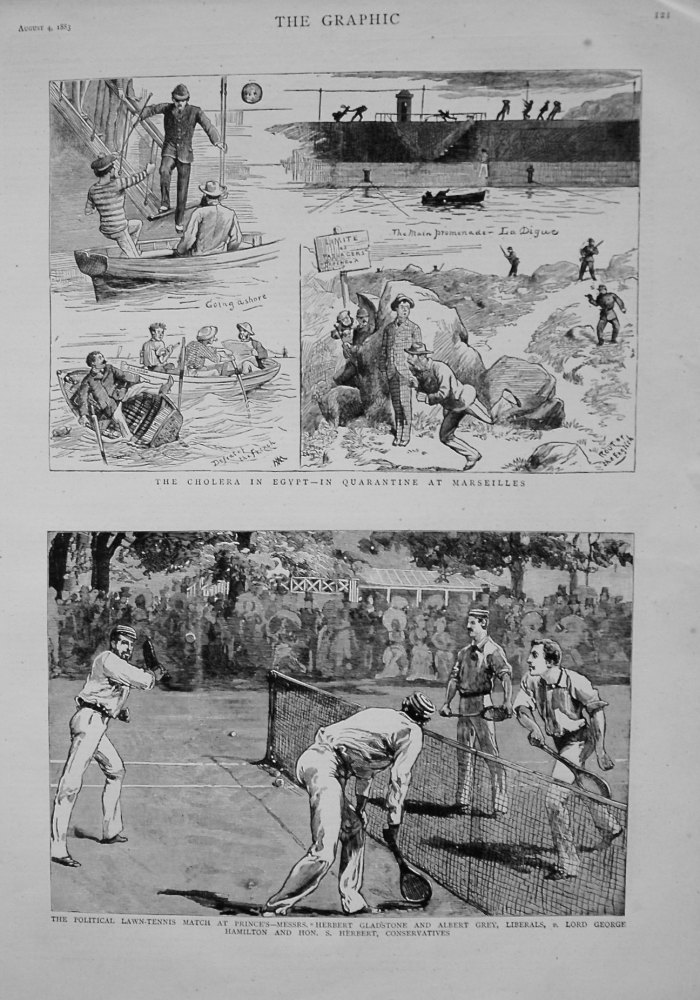 Political Lawn Tennis Match at Prince's - Messrs. Herbert Gladstone and Albert Grey, Liberals, v. Lord George Hamilton and Hon. S. Herbert, Conservati