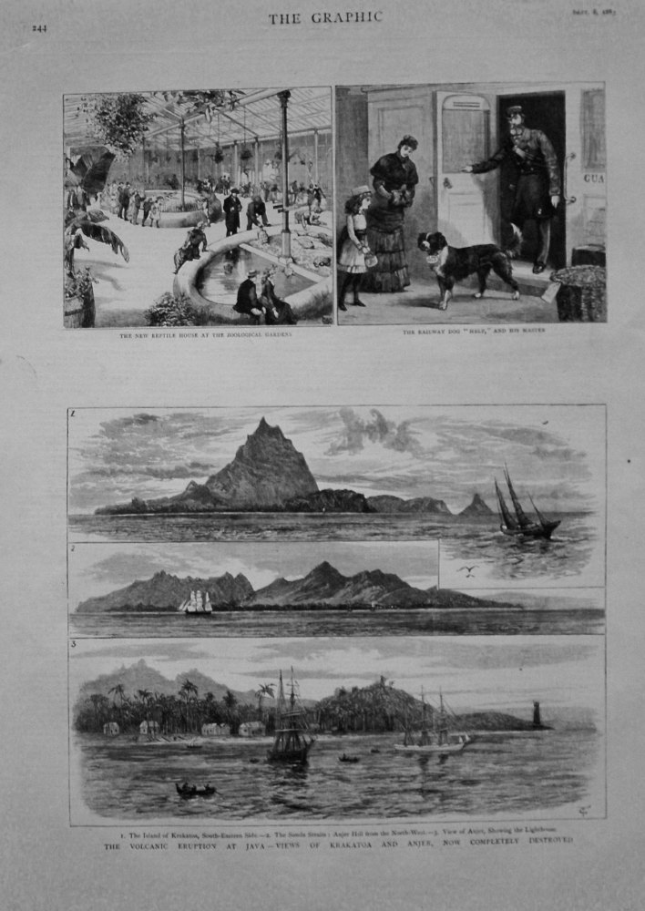 Volcanic Eruption at Java - Views of Krakatoa and Anger, now Completely Destroyed. 1883