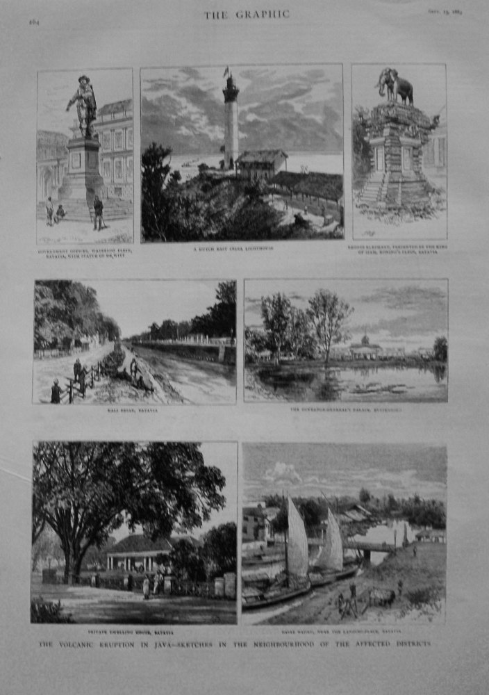 Volcanic Eruption in Java - Sketches in the Neighbourhood of the Affected Districts. 1883