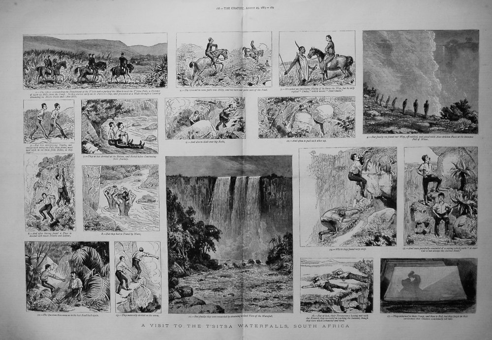 A Visit to the T'sitsa Waterfalls, South Africa. 1883.
