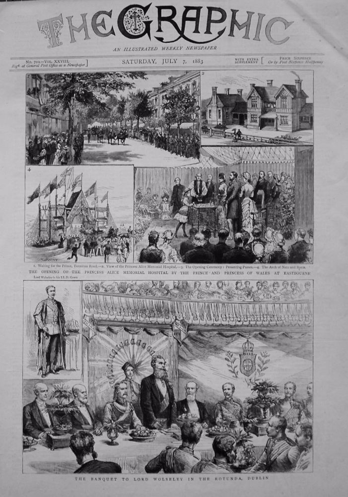 Opening of The Princess Alice Memorial Hospital by the Prince and Princess of Wales at Eastbourne. 1883.