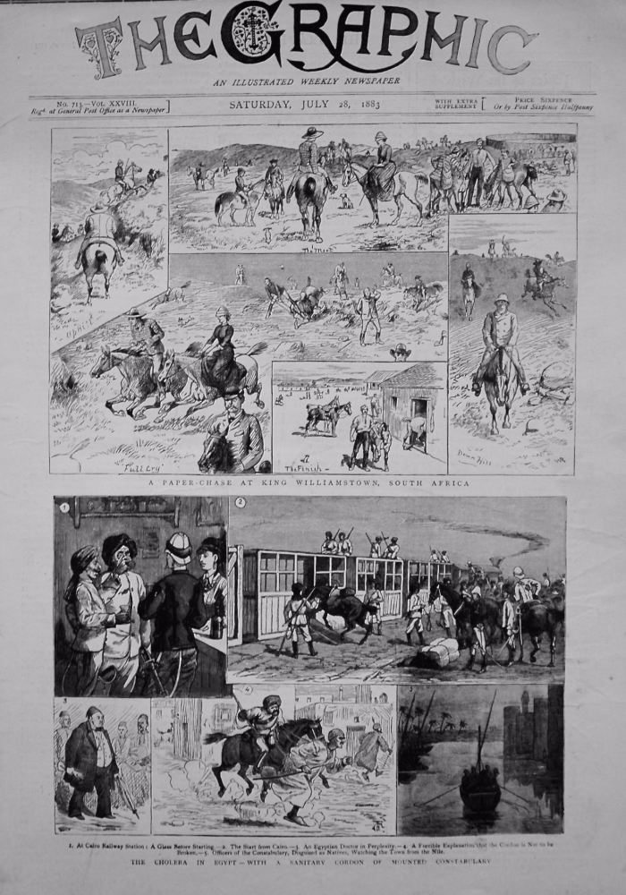 The Cholera in Egypt - with a Sanitary Cordon of Mounted Constabulary.  1883.