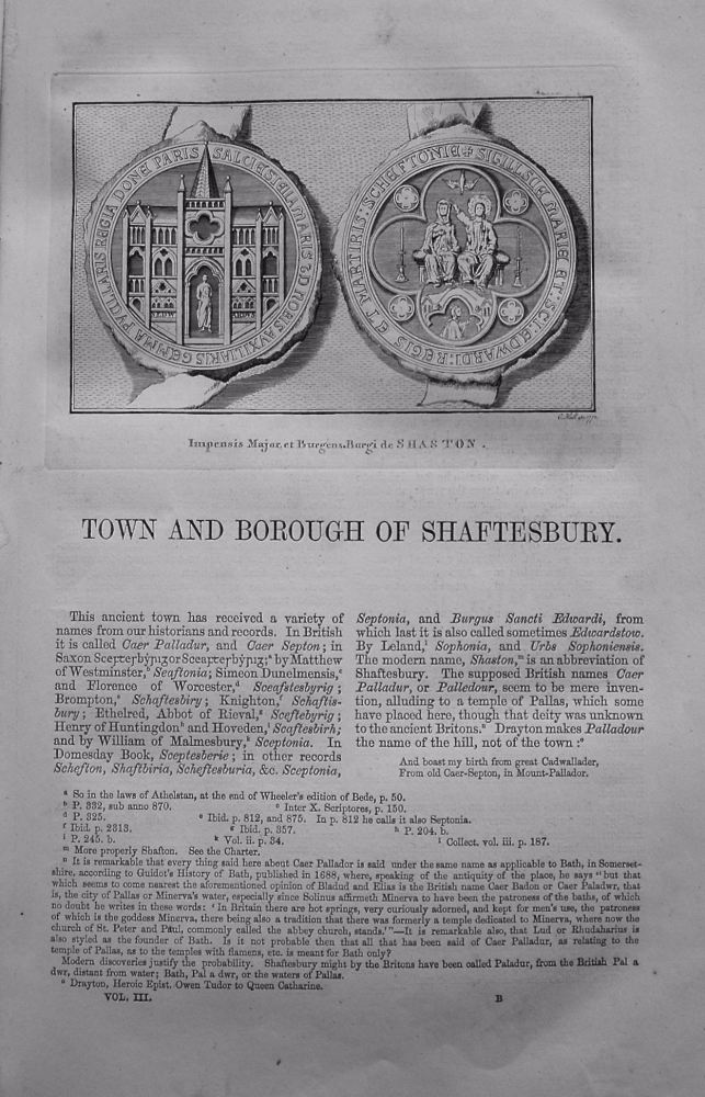 Town and Borough of Shaftesbury. 1868. 
