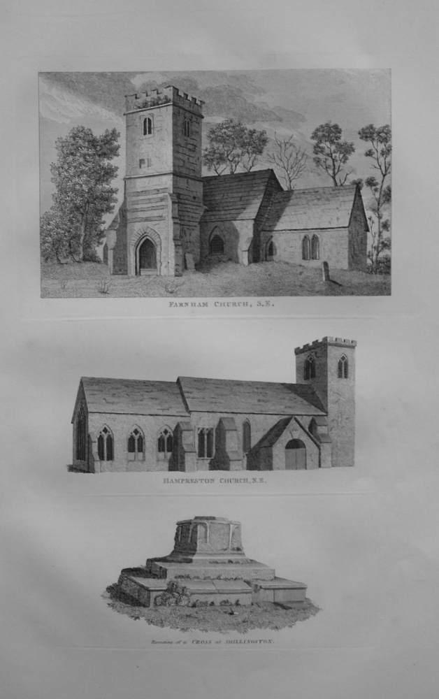 Farnham Church, S.E. - Hampreston Church, N.E. - Remains of a Cross at Shillingston. 1868.