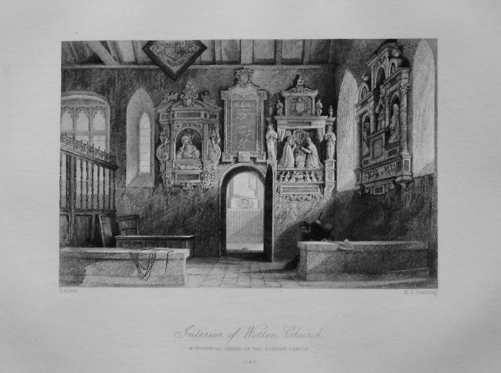 Interior of Wotton Church. (Monumental Chapel of the Evelyn Family. 1840.)