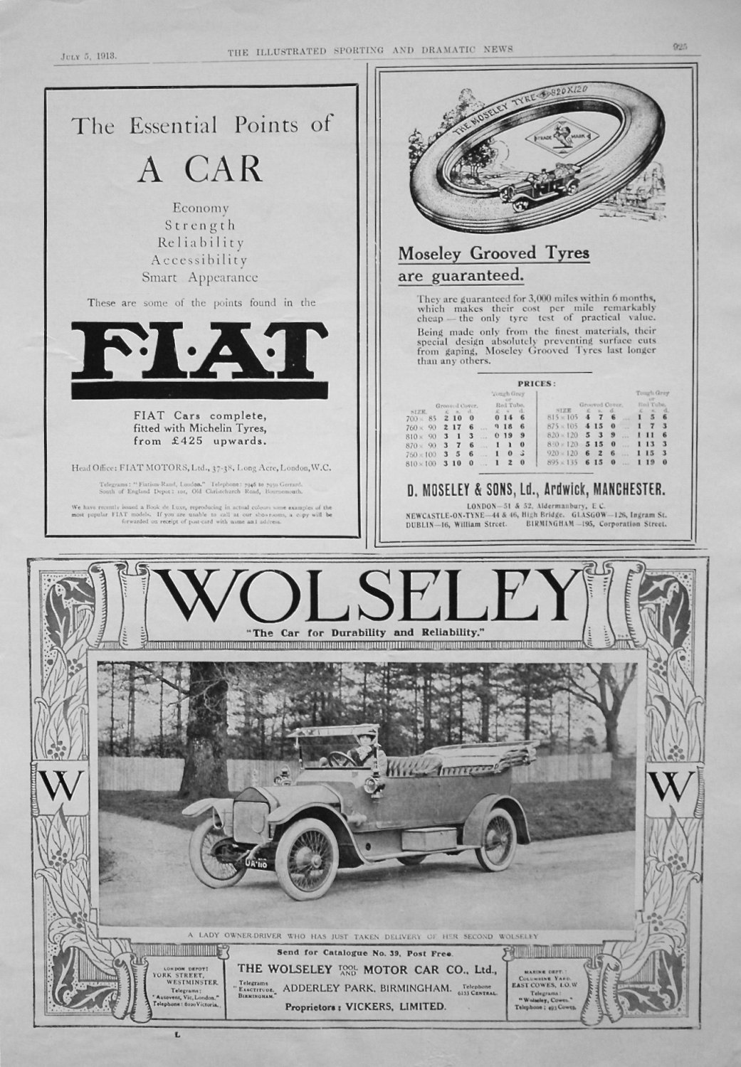Motoring Adverts. 1913.