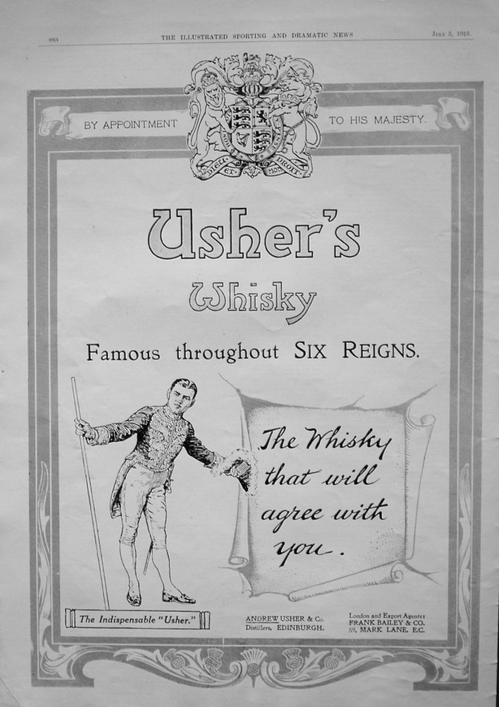 Usher's Whisky. July 5th 1913.