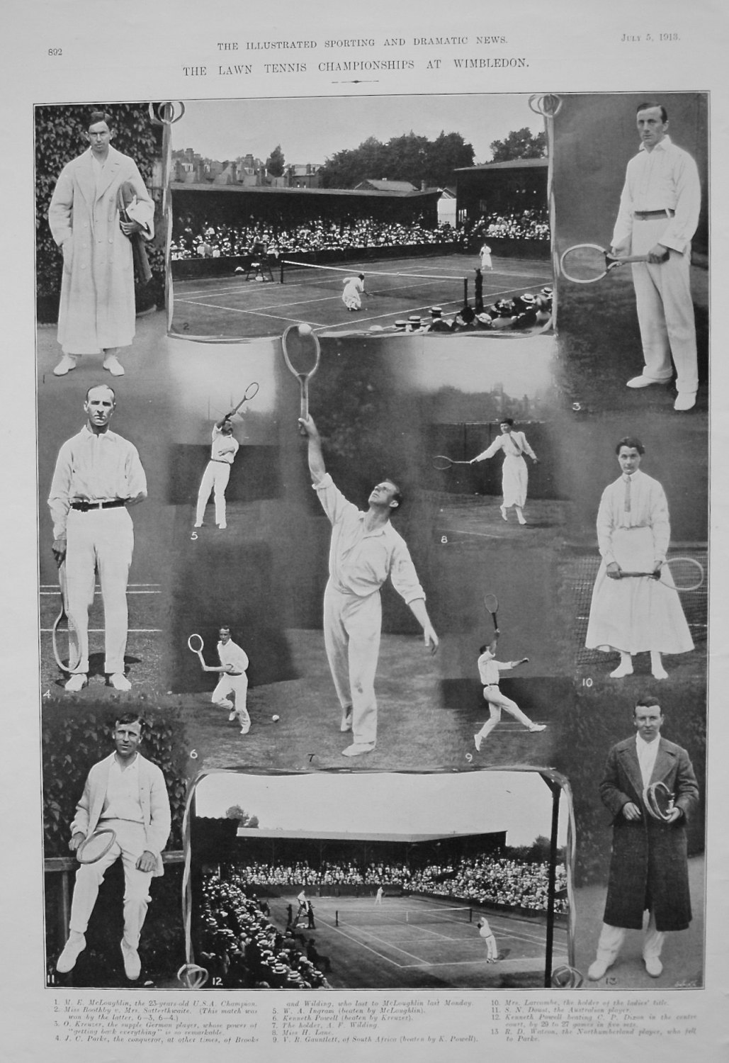 Lawn Tennis Championships at Wimbledon. 1913.