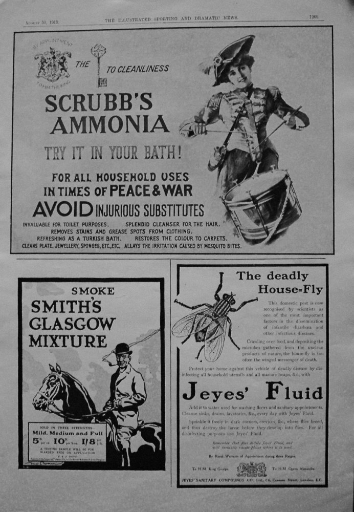 Scrubb's Ammonia. Smith's Glasgow Mixture. Jeyes Fluid. 1913.