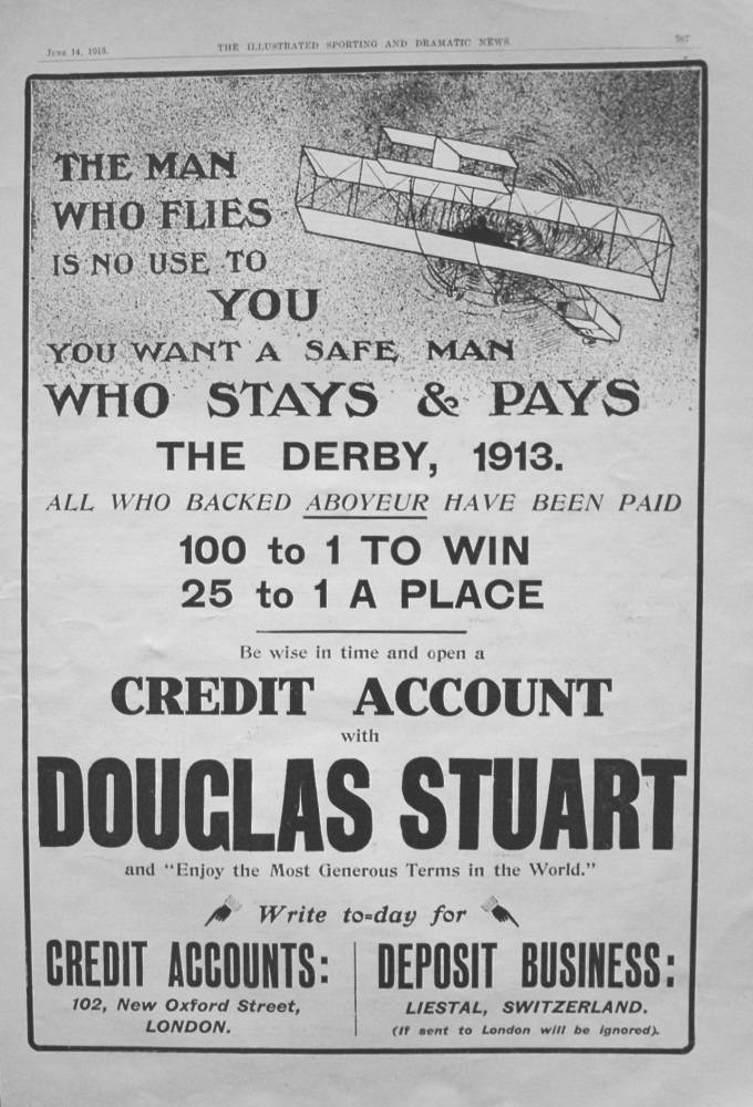 Douglas Stuart. (Turf Accountant) 1913.