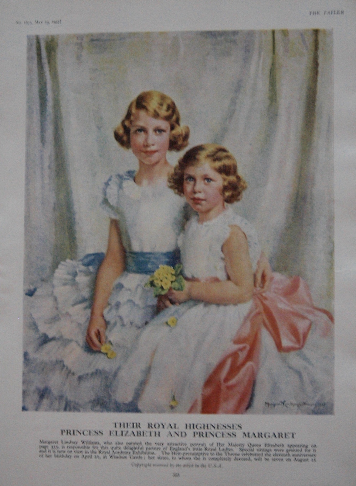 Their Royal Highnesses Princess Elizabeth and Princess Margaret. 1937.