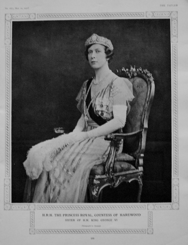H.R.H. The Princess Royal, Countess of Harewood. Sister of H.M. King George VI. 1937